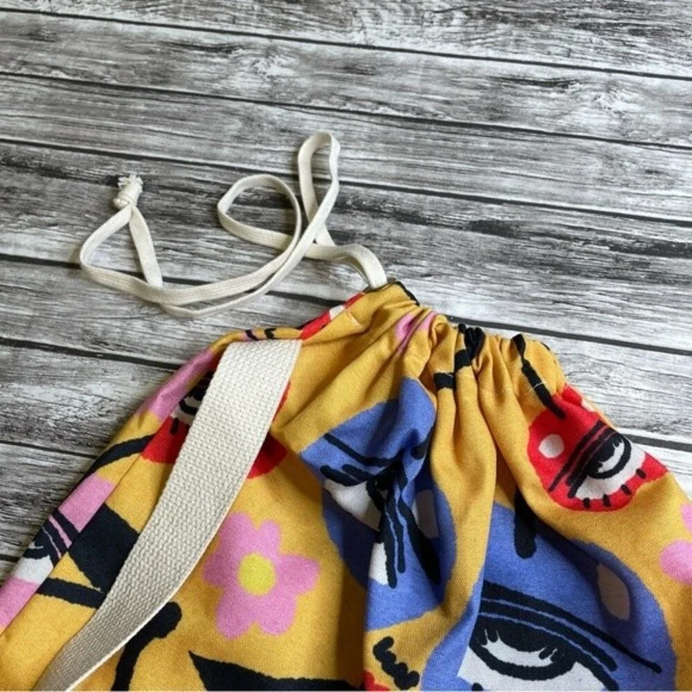 Canvas Laundry Bag Pop Art Eyes Cherries Drawstring Storage Tote Unisex